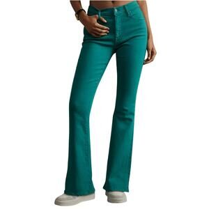 MOTHER The Weekender Sneak Flare Jeans Teal Green, size 26